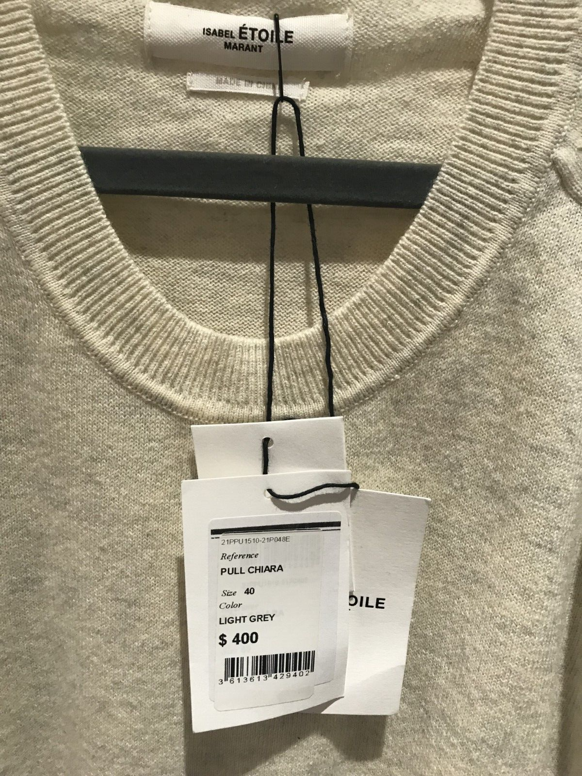 NWT Isabel Marant Etoile Women's Grey Flint Fine Knit Sweater Sz 40/8 Crew Neck