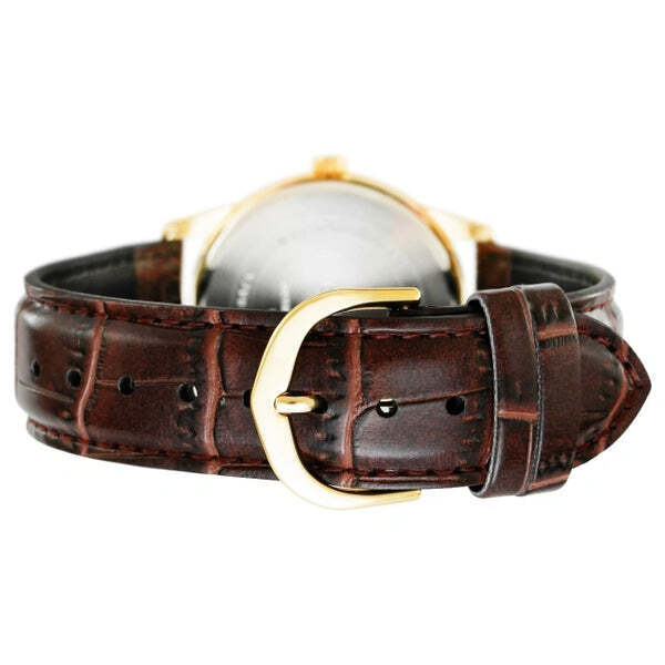 Casio MTP-V001GL-1B Black Analog Brown Leather Gold Tone Bezel Men's Watch