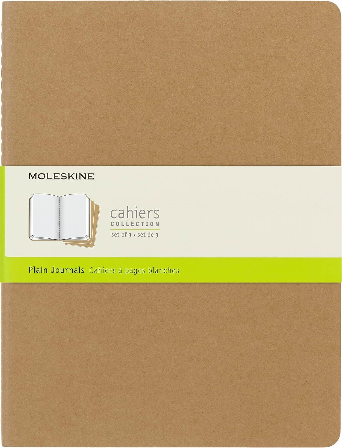 NEW Moleskine Cahier Plain Journal Extra Large Kraft Set 3pce