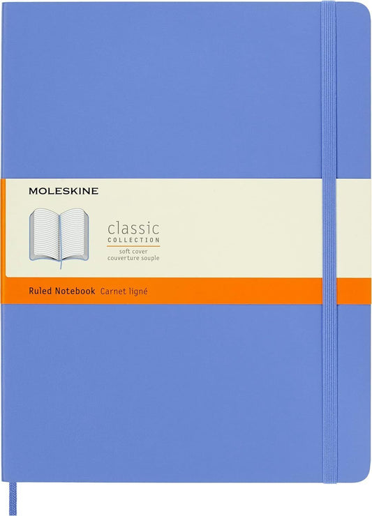 Moleskine Classic Soft Cover Notebook - Light Blue, Ruled, 9-3/4" x 7-1/2"
