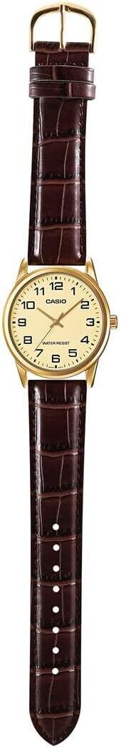 Casio MTP-V001GL-9B Men's Gold Stainless Steel Leather Band Easy Reader Watch