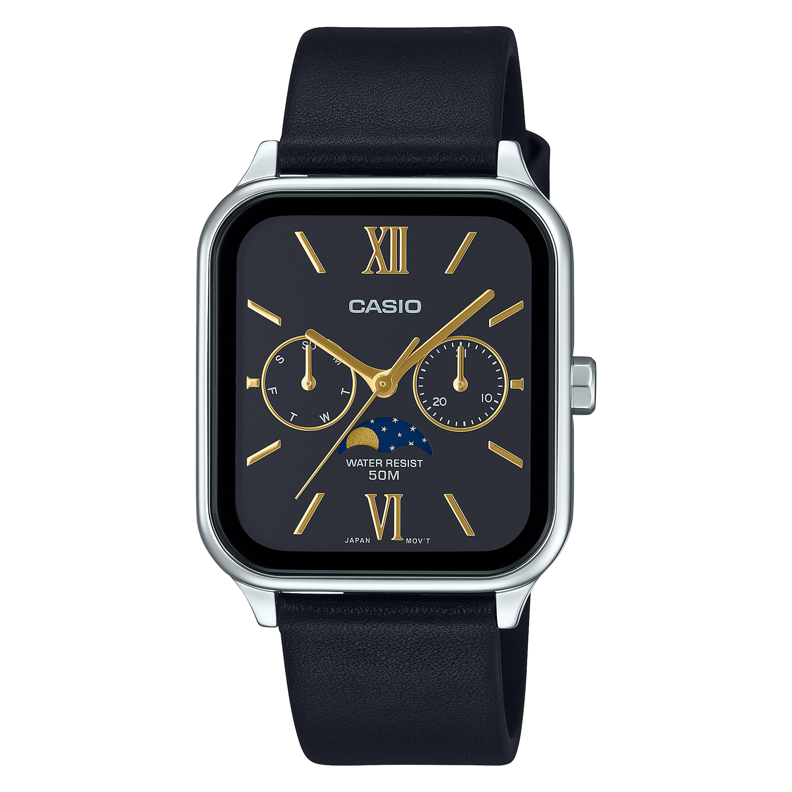 Casio MTP-M305L-1A2 Lunar Phase Analog Watch, Water Resistant, Stylish Design
