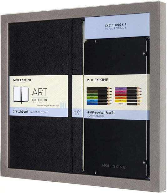 Moleskine - Drawing Kit - Notebook for Sketches and 12 Watercolor Pencils - Hard