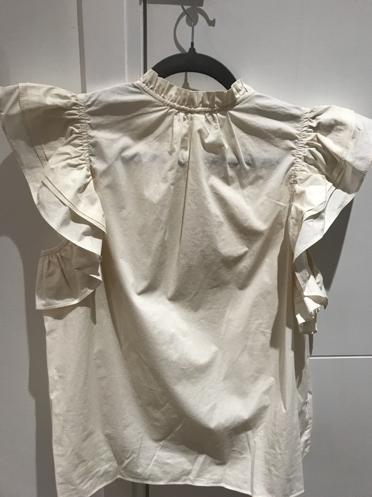 NWT ULLA JOHNSON Women's Off-white Ruffled Cotton Elena Blouse Top Size 8