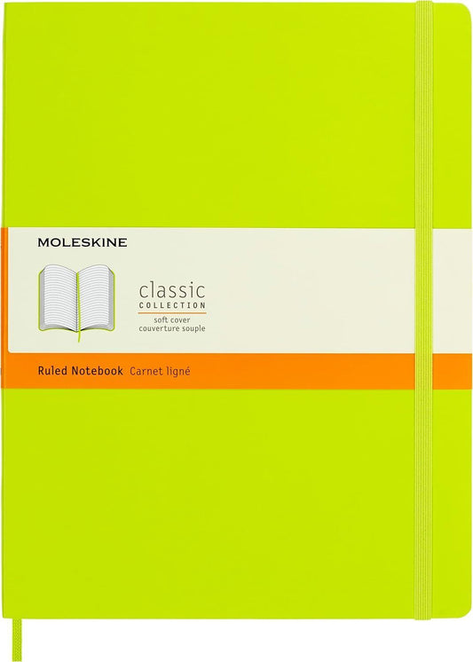 Moleskine Classic Notebook, Hard Cover, XL (7.5" x 9.5") Ruled/Lined, Lemon Gree
