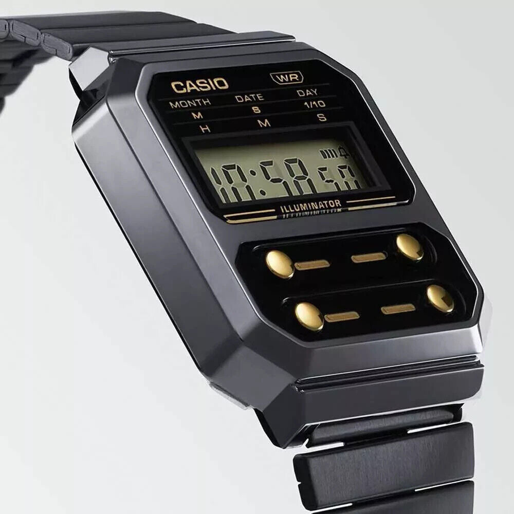 Casio A100WEGG-1A2 Retro Style Watch - Vintage Design, LED Light, Water Resistan