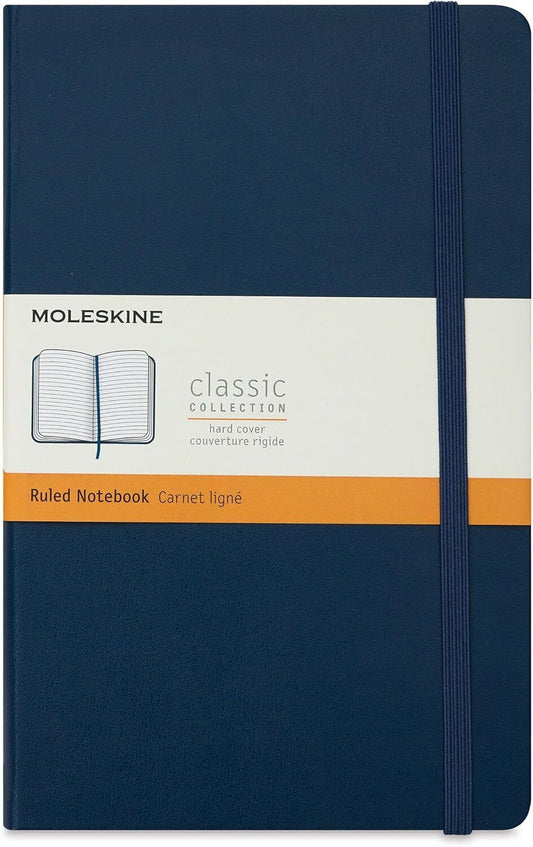 Classic Notebook, Hard Cover, Large (5" X 8.25") Ruled/Lined, Sapphire Blue, 240