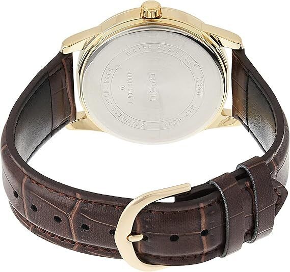 Casio MTP-V001GL-9B Men's Gold Stainless Steel Leather Band Easy Reader Watch