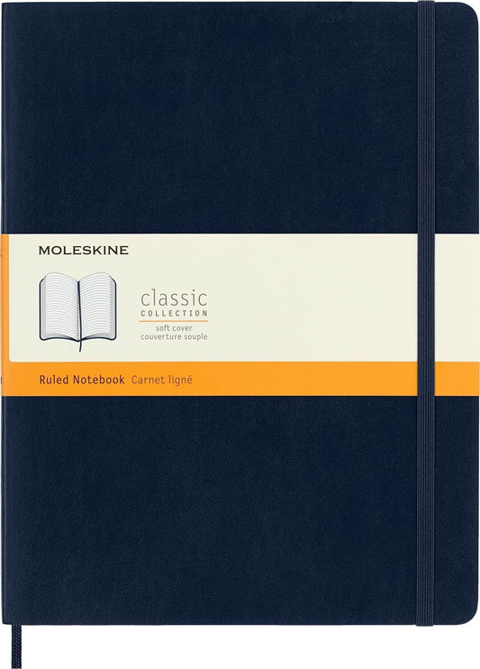 Moleskine Classic Notebook Soft Cover XL Ruled/Lined Sapphire Blue 192 Pages