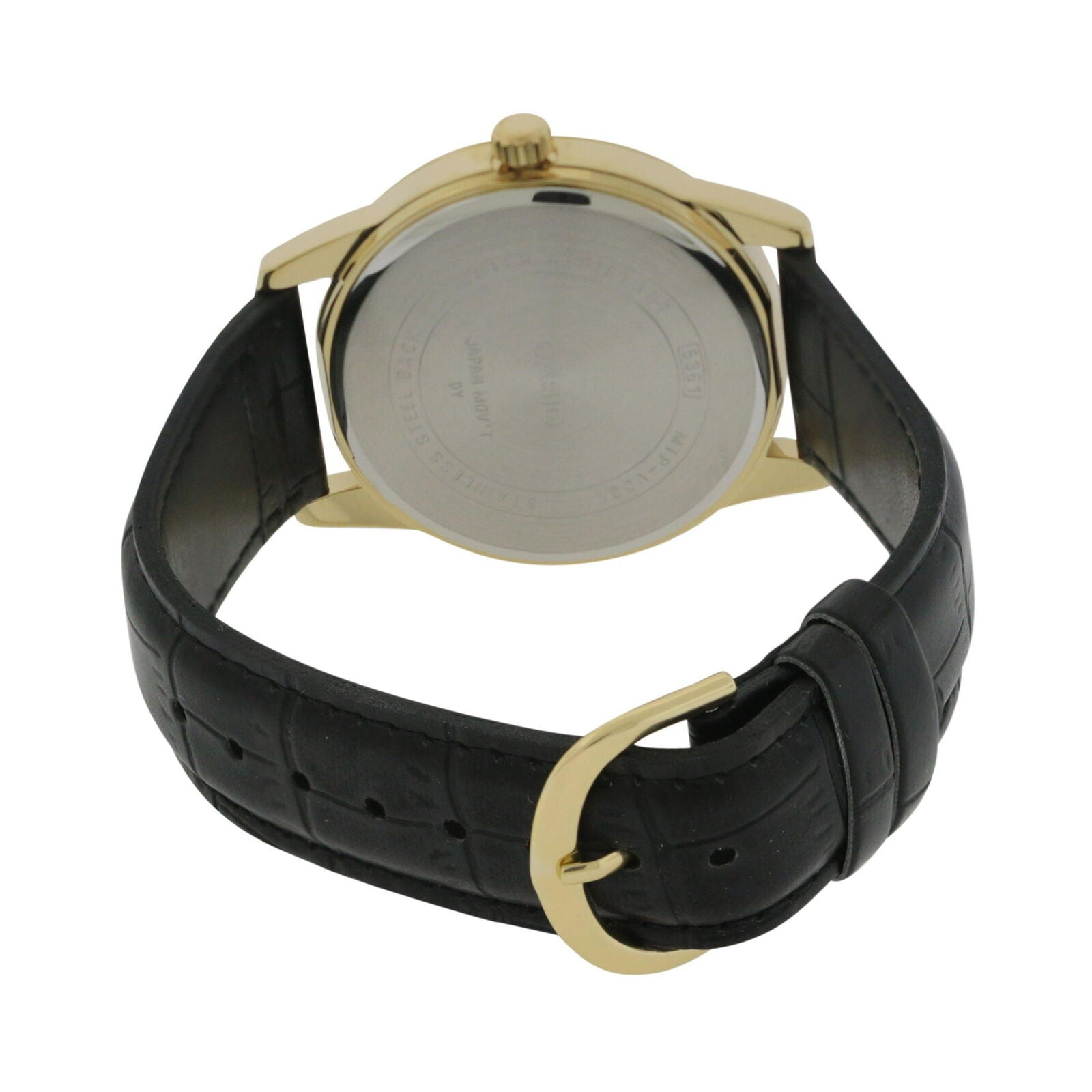 Casio MTPV001GL-7B Men's Analog Watch Leather Band Black White Face Gold New