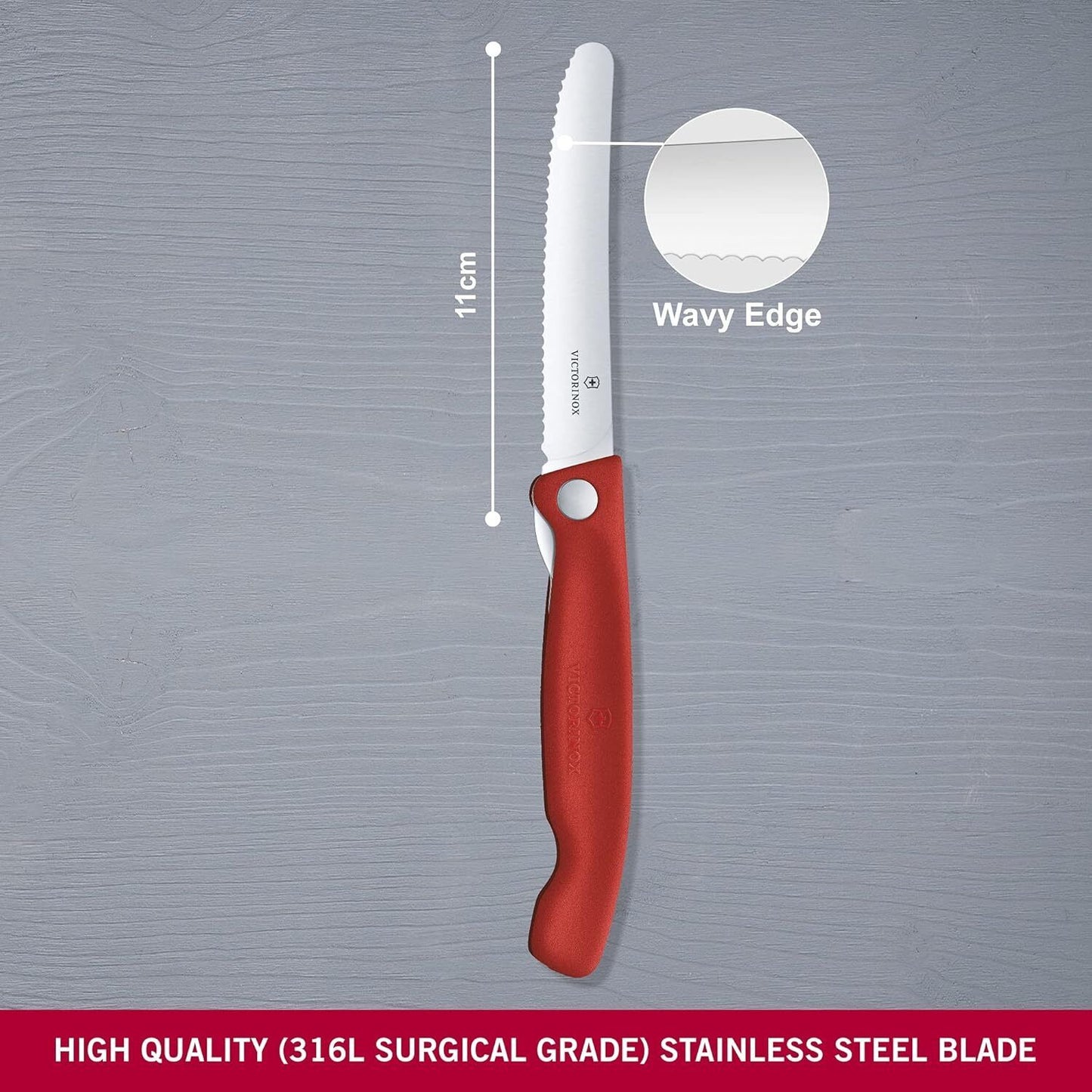 Victorinox Swiss Classic Foldable Paring Knife, Wavy Edge Red 4.3 in