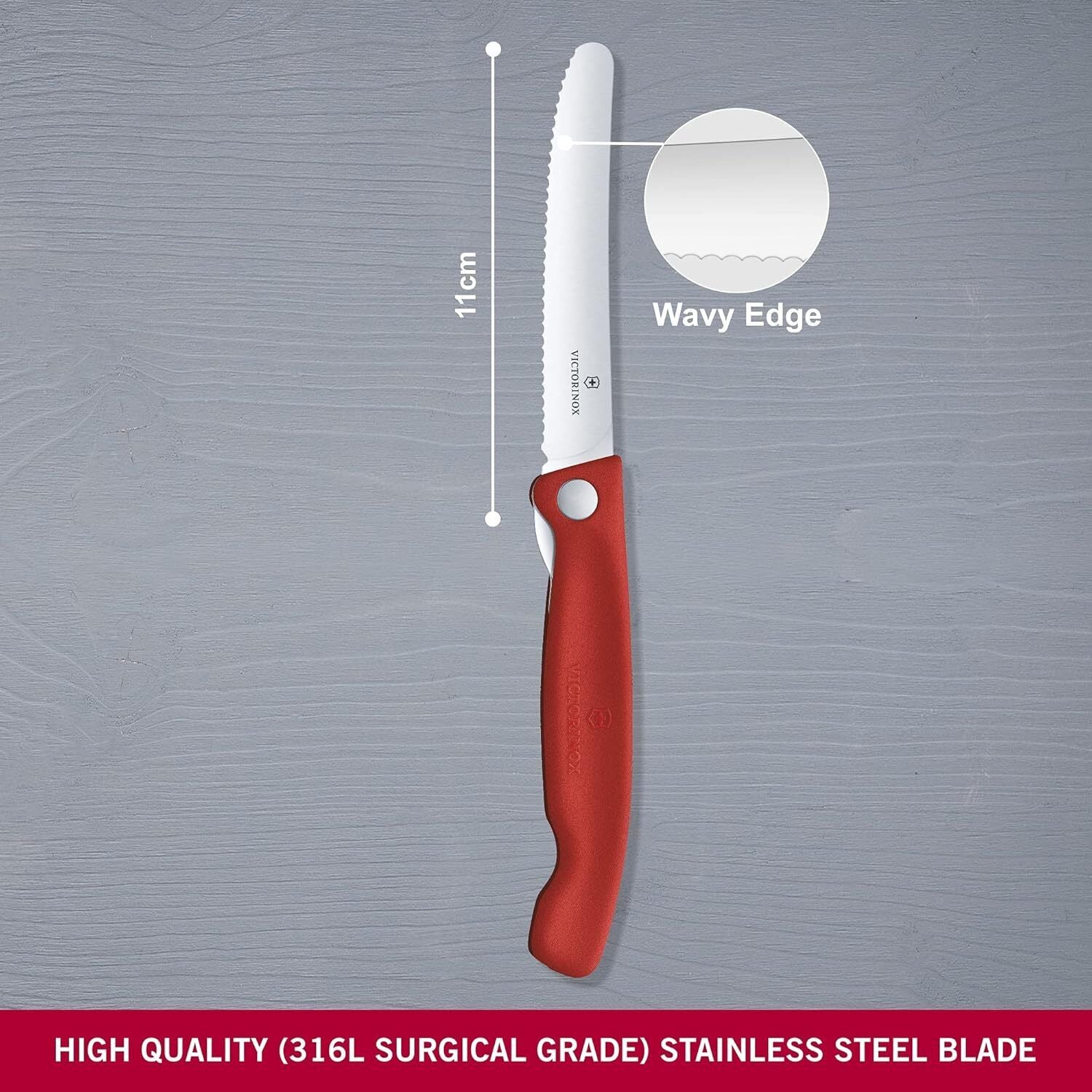Victorinox Swiss Classic Foldable Paring Knife, Wavy Edge Red 4.3 in