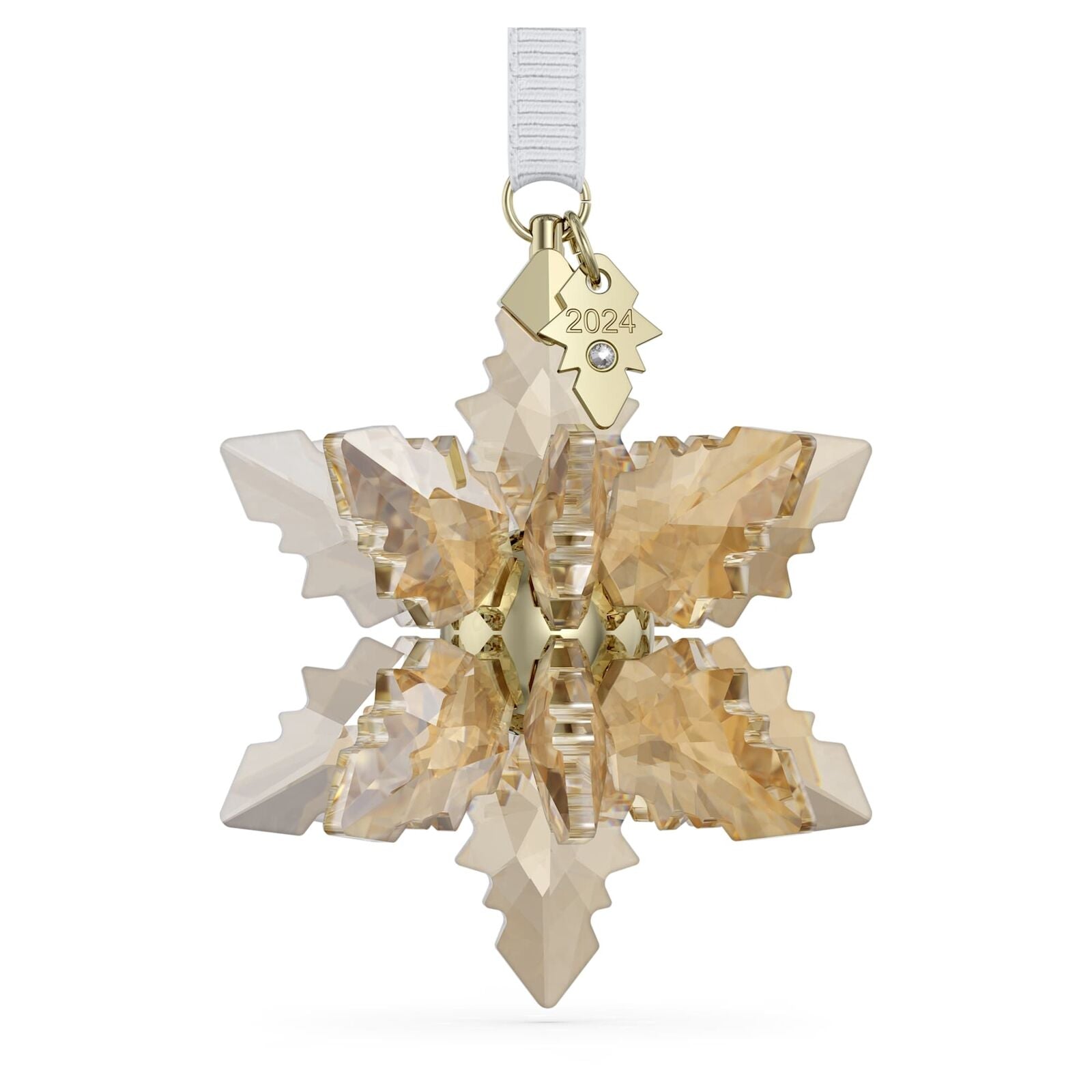 Swarovski 2024 Annual Edition 3D Snowflake Ornament - Elegant Holiday Decor Gold