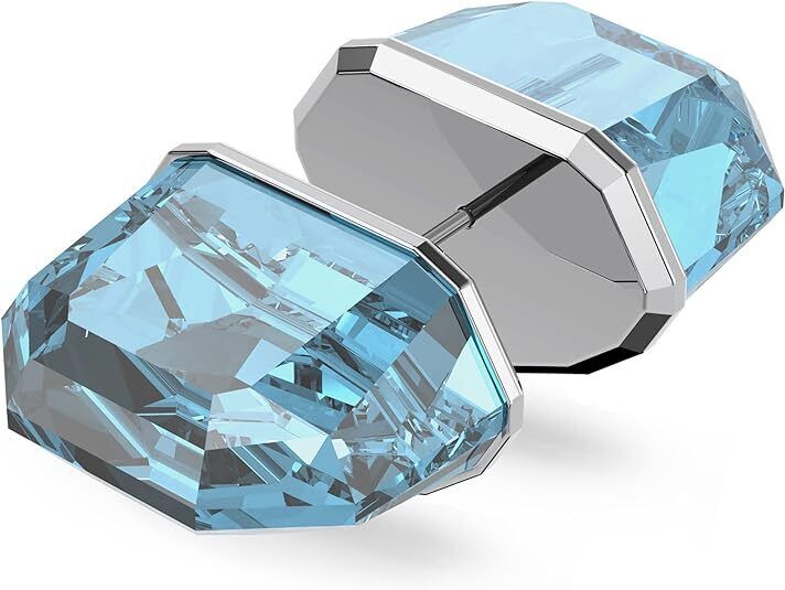 SWAROVSKI 5600255 BLUE LUCENT CRYSTAL STUD RHODIUM PLATED WOMEN'S EARRING