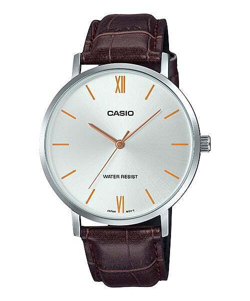 Casio Women's Minimalistic White Dial Brown Leather Band Watch MTP-VT01L-7B2UDF
