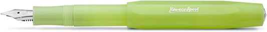 Kaweco FROSTED SPORT Fine Lime Fountain Pen, 13cm, BB Nib, Premium Ink Cartridge
