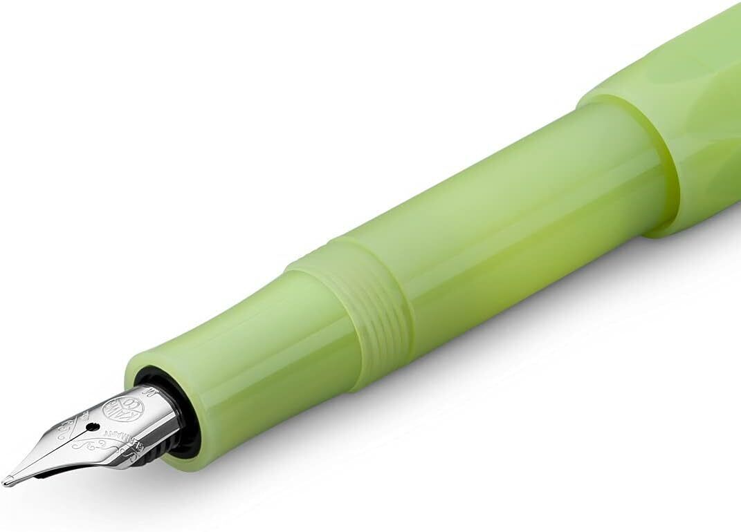 Kaweco FROSTED SPORT Fine Lime Fountain Pen, 13cm, BB Nib, Premium Ink Cartridge