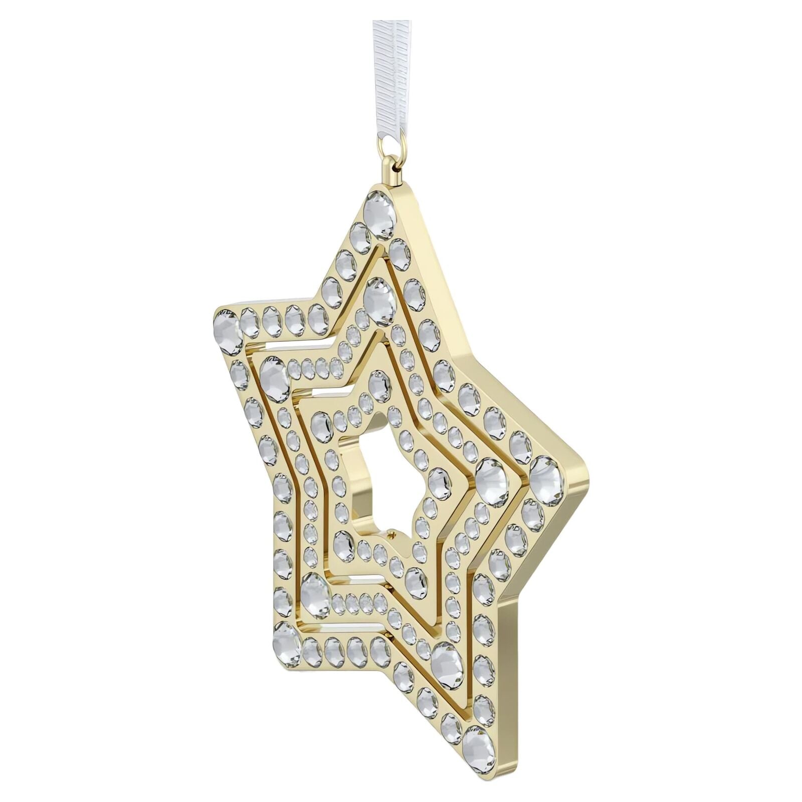 Swarovski Holiday Magic Champagne Gold Star Ornament, 200 Crystals, 3D Design