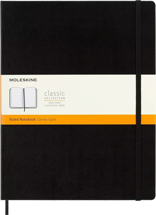 Classic Notebook, Hard Cover, XXL (8.5" X 11") Ruled/Lined, Black, 192 Pages