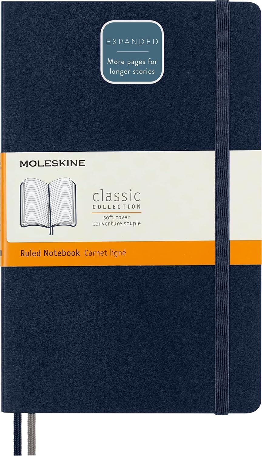 "Moleskine Classic Expanded Notebook, Soft Cover, Large (5"" X 8.25"") Ruled/Lin