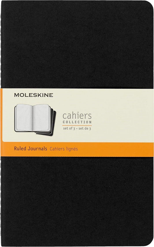 Moleskine Cahier Journal, Soft Cover, Large  Ruled/Lined-Black, 80 Page set of 3