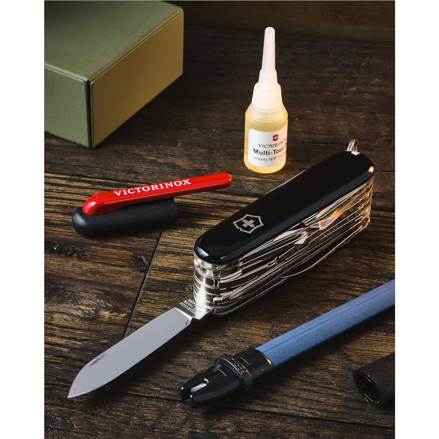 Swiss Army Victorinox Dual Pocket Knife Sharpener Black, 4.3323 New In Package