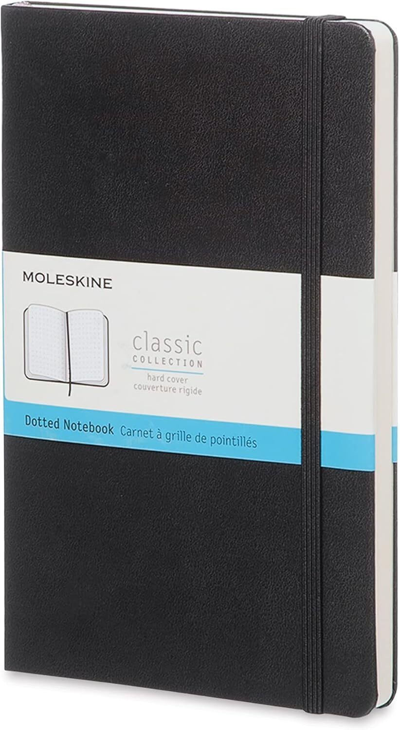 Moleskine Classic Collection Hard Cover Notebook, 1-Subject, Dotted Rule, Black