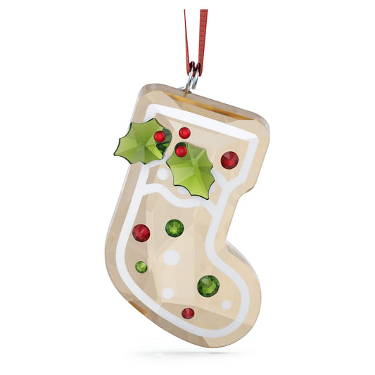 Swarovski Holiday Cheers Gingerbread Stocking Ornament - Festive Golden Decor