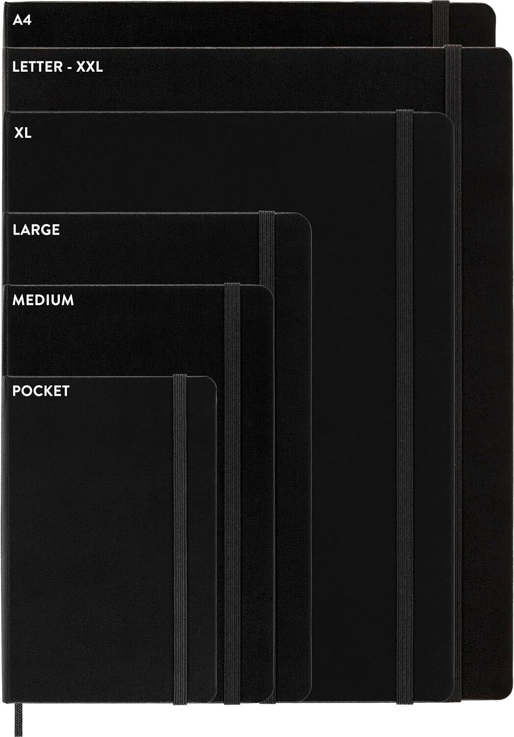 Classic Notebook, Hard Cover, XXL (8.5" X 11") Ruled/Lined, Black, 192 Pages