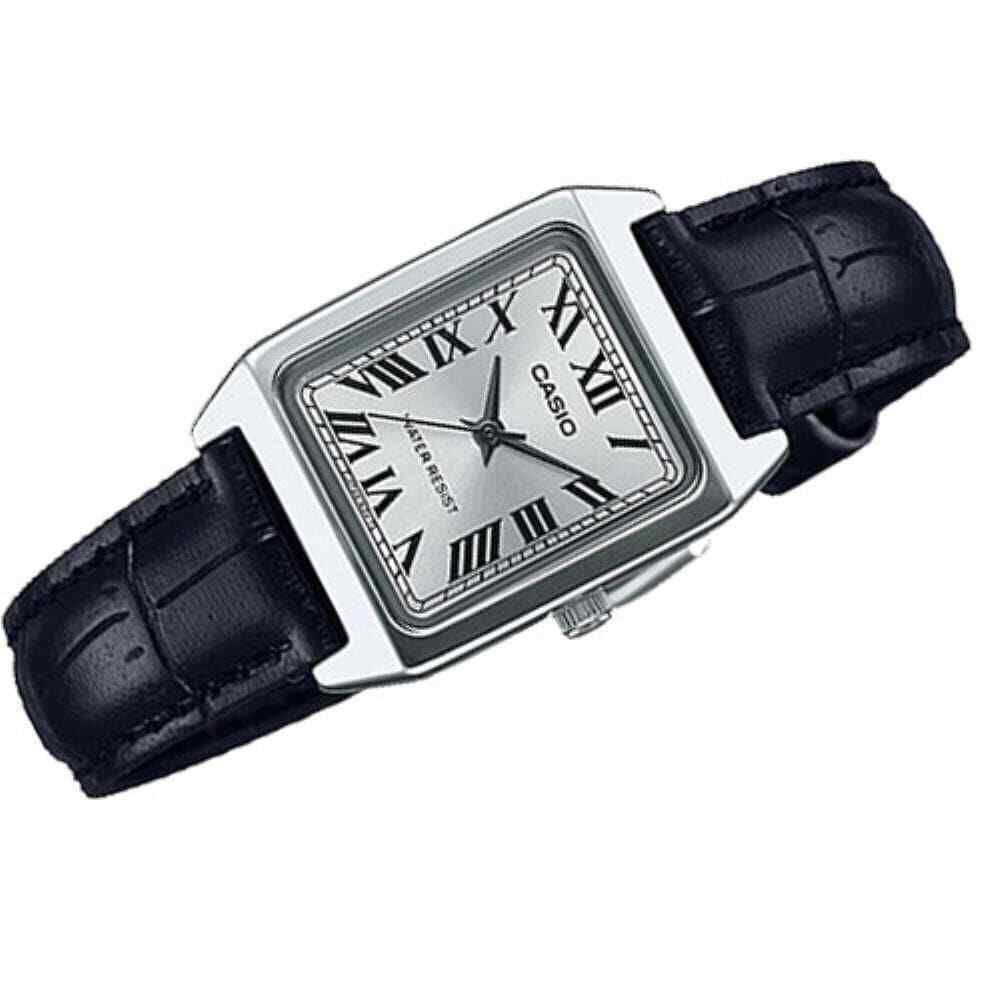 Women's White Dial Black Leather Band Day Analog Casio Watch LTP-V007L-7B1UDF