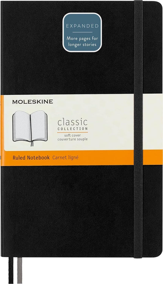 Moleskine Classic Expanded Notebook, Soft Cover, Large (5 x 8.25) Ruled/Lined, B