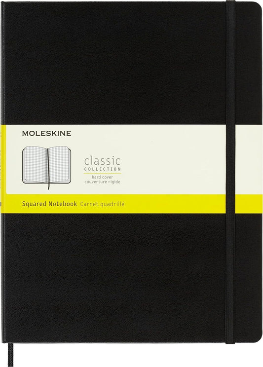 Moleskine Classic Notebook, XL, Squared, Black/Grid Hard Cover (7.5 X 9.5)