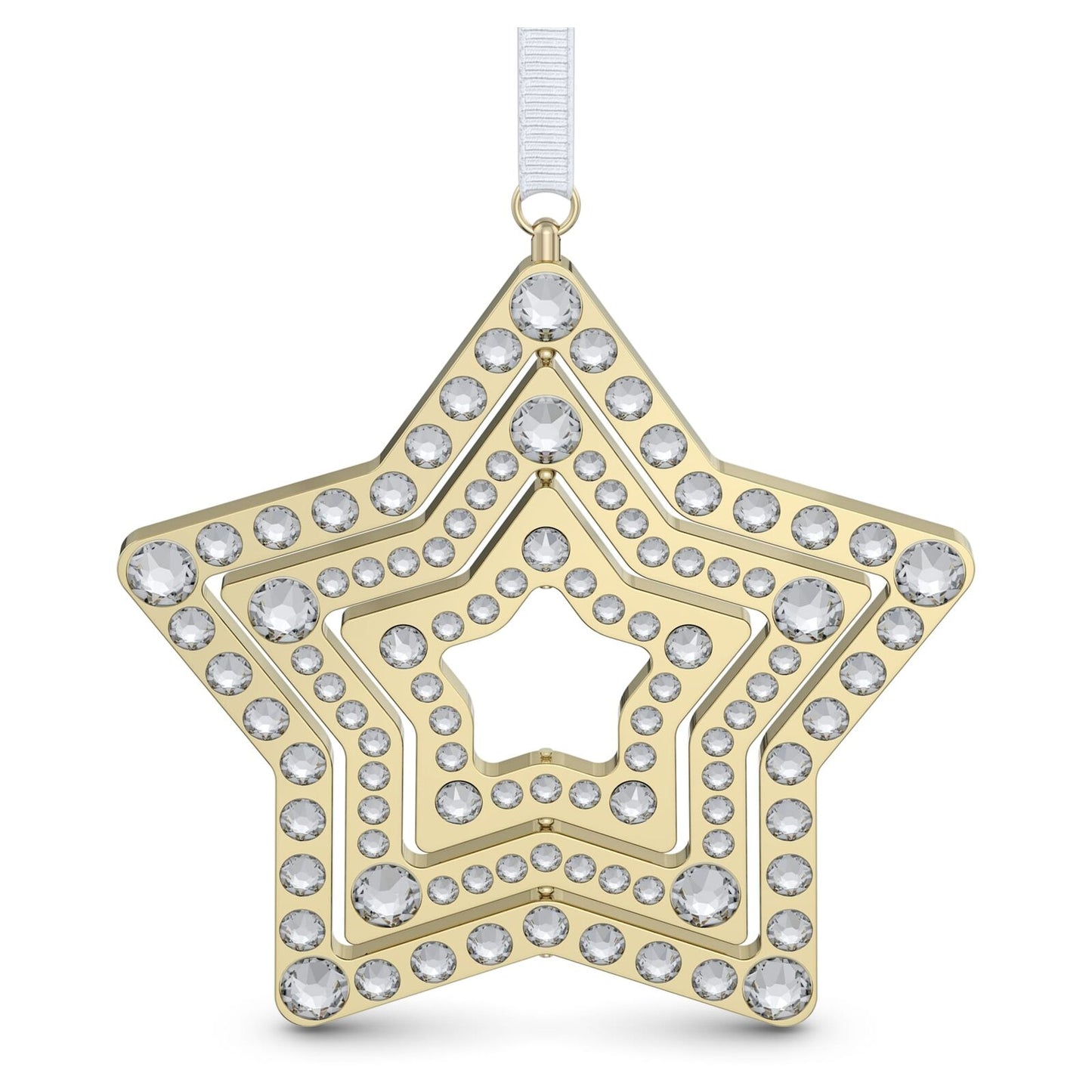 Swarovski Holiday Magic Champagne Gold Star Ornament, 200 Crystals, 3D Design