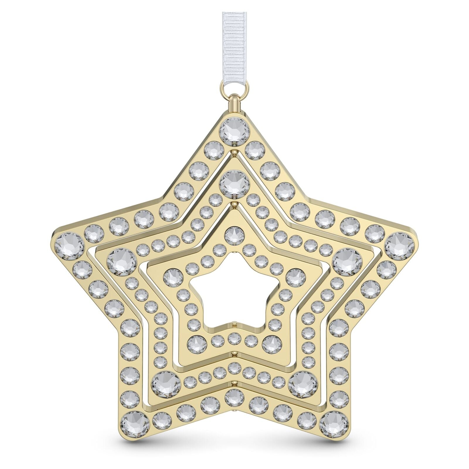 Swarovski Holiday Magic Champagne Gold Star Ornament, 200 Crystals, 3D Design