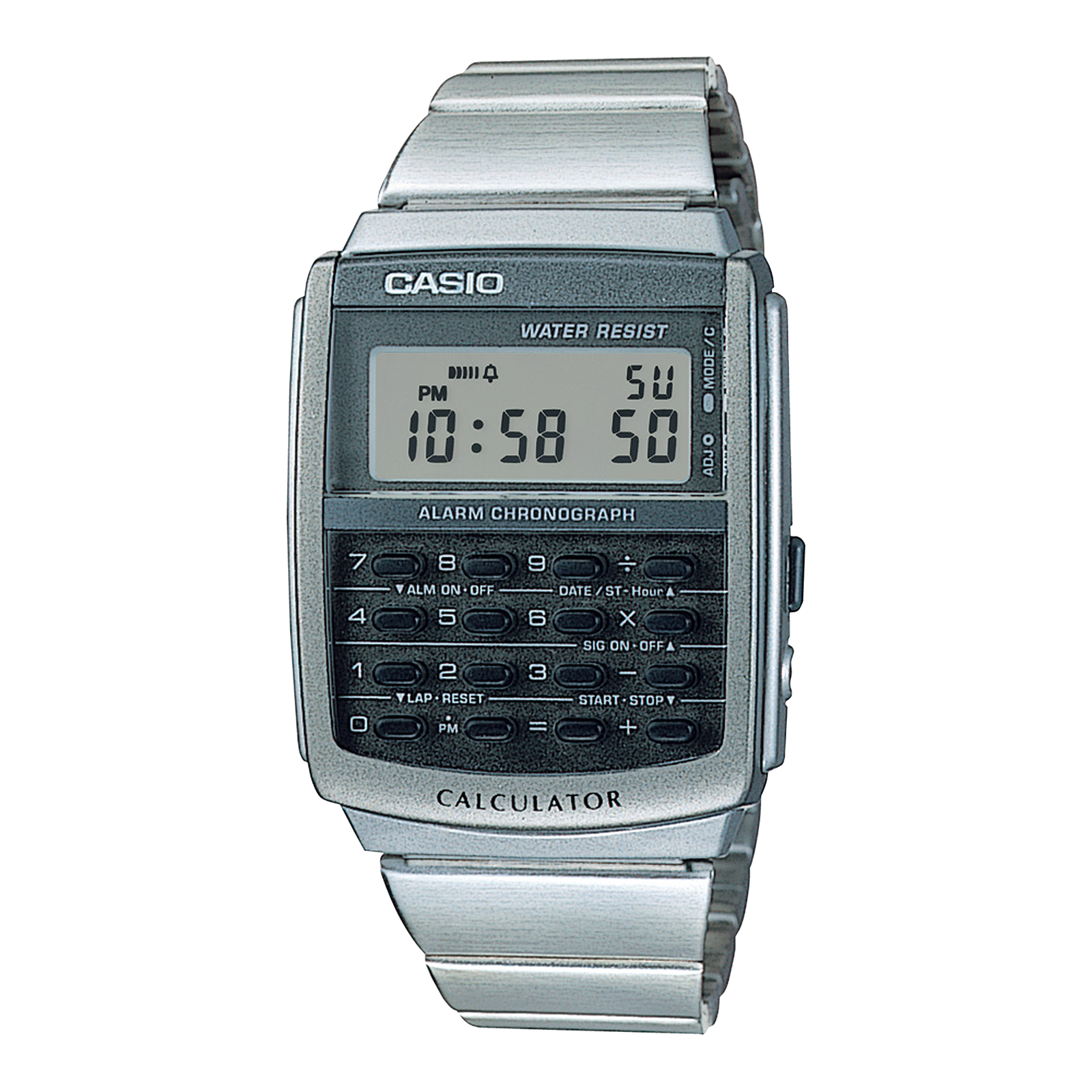 Casio CA-506-1D Men's Vintage Alarm Stopwatch Gray Dial Stainless Steel Watch