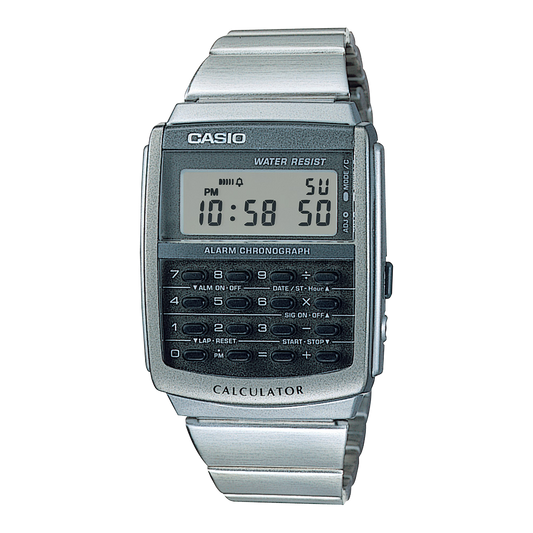 Casio CA-506-1D Men's Vintage Alarm Stopwatch Gray Dial Stainless Steel Watch