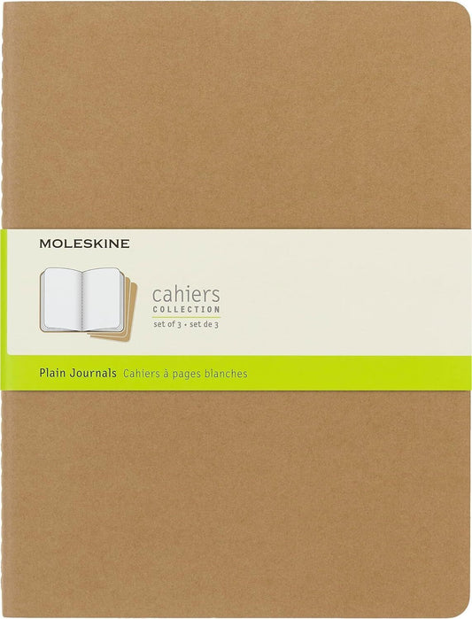 NEW Moleskine Cahier Plain Journal Extra Large Kraft Set 3pce